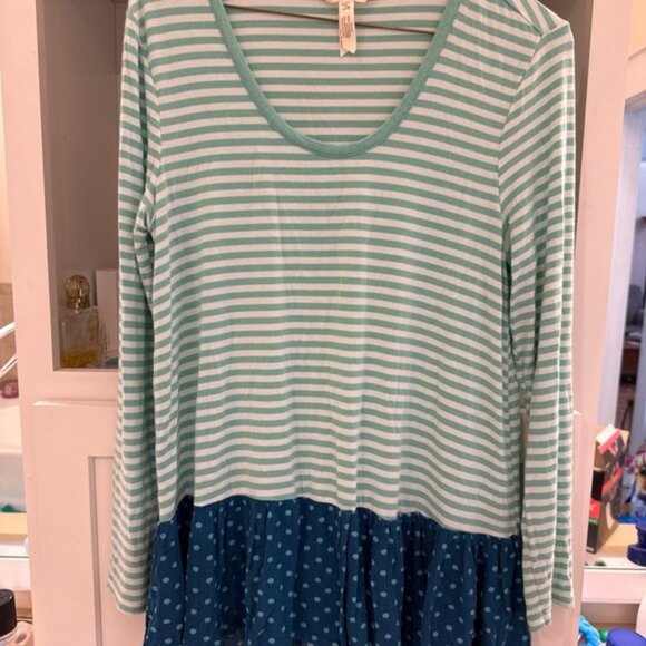 Matilda Jane Aqua and White Striped Top - Picture 1 of 7